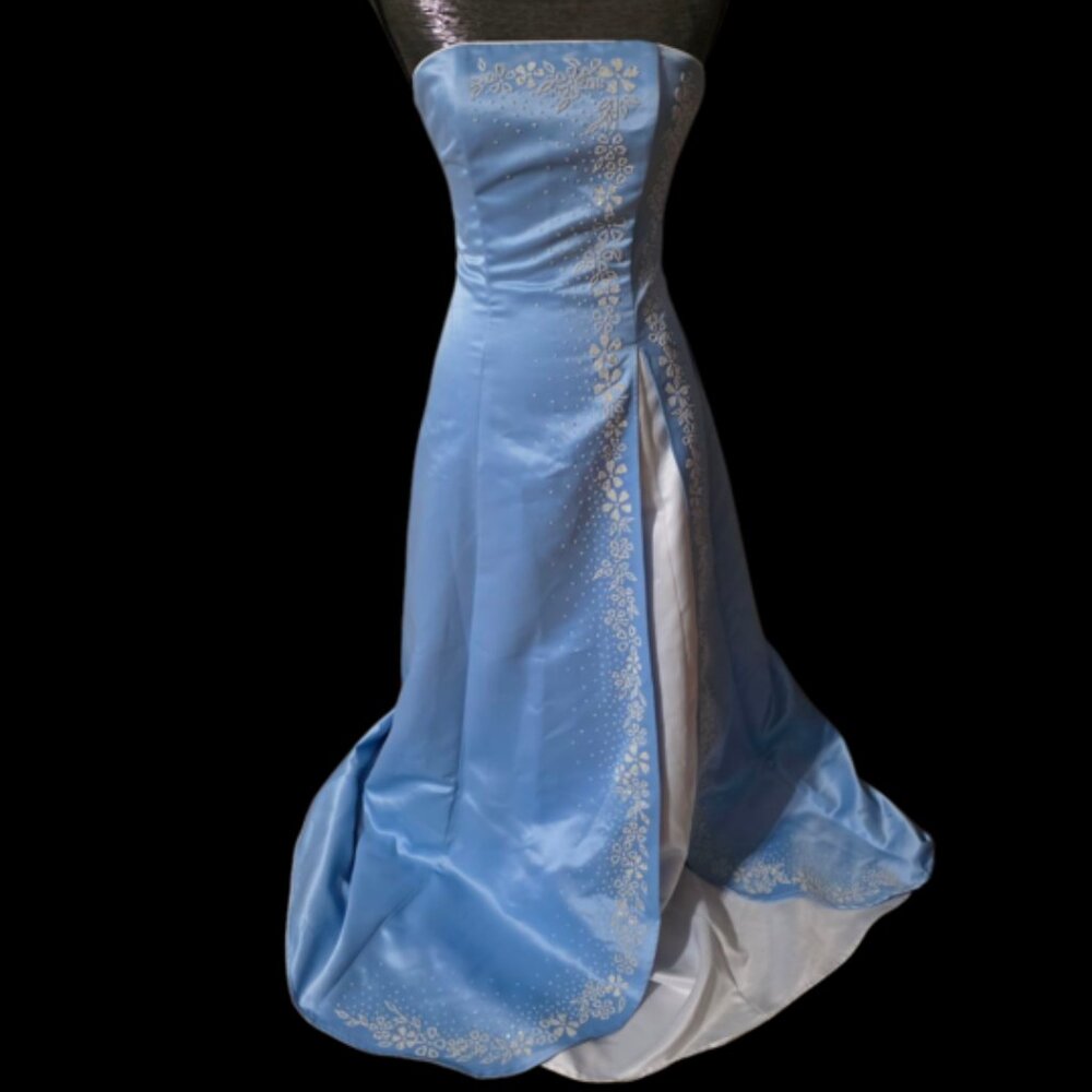 Enchanted Ice Blue Strapless Gown – Princess-Inspired Formal Dress